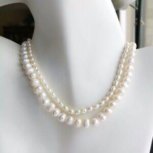 Baroque Freshwater Pearl Necklace White 2 Row 🆕